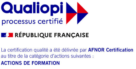 Logo Qualiopi, processus certifié FORMADIA pour la formation en santé à domicile.