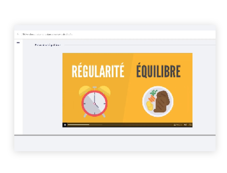 Visuel animé sur la régularité et l'équilibre en santé, FORMADIA.